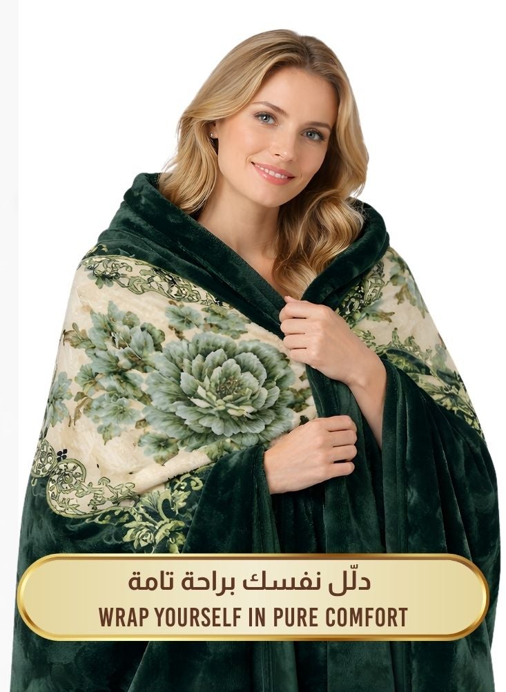 Premium 6kg Super Soft Green Floral Blanket – Premium Heavy Plush Mink Blanket - Image 3